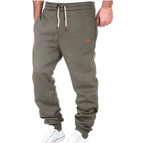 Joggers for Men Workout Sweatpants Stretch Elastic Waist Sport Trousers Fall Winter Pants Comfy Lounge Fashion 2025 Gray