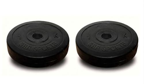 Image of SBR SPORTS`1 KG PVC WEIGHT PLATE PACK OF 2 PC, FITNESS WEIGHTS FOR HOME GYM EXERCISE FOR MEN & WOMEN DUMBBELL WEIGHT PLATES (1KG+1KG=2KG TOTAL)