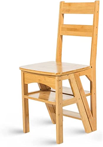 Escalera de biblioteca plegable de madera de 4 peldaños para hogar 2