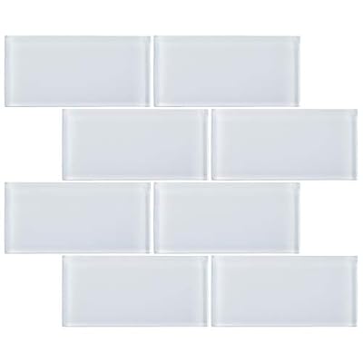 TCSAG-03 3x6 White Glass Subway Tile -Kitchen and Bath Backsplash Wall Tile (1sqt)