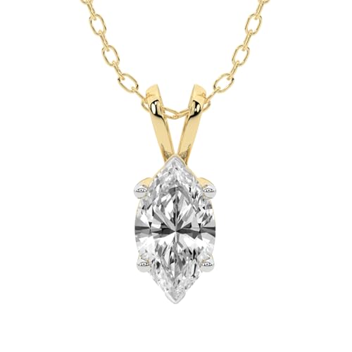 IGI Certified Lab Grown Diamond - Pendant Necklace for Women | 14K White Yellow Gold Solitaire Diamond with Gold Chain| E-F Color, VS-VVS Clarity - 2 to 10 Carat TW