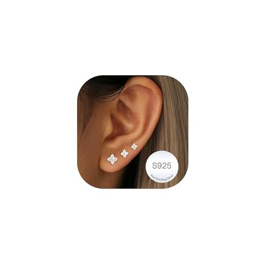 RAJPUTANA 3 Paare Kleine Ohrringe Sterling Silber für Damen Set Hypoallergen Ohrstecker Silber 925 Zartes CZ Ohrstecker Ohrringe Set für Mehrere Piercings