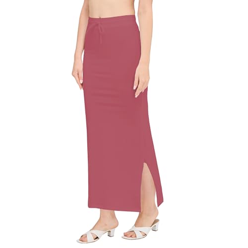 Image of DESI GIRL Cotton Lycra Stretchable Saree Shapewear Petticoat with Drawstring for Women | Fishcut Saree Petticoat with Side Slit for Easy Movement | Saree Shaper | Long inskirt