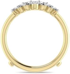Jewels by Parijaat 0.50 CTTW Marquise Cut Created White Diamond Prong Set Three Stone Wedding Engagement Enhancer Wrap Guard Ring In 14K Yellow Gold Plated 925 Sterling Silver