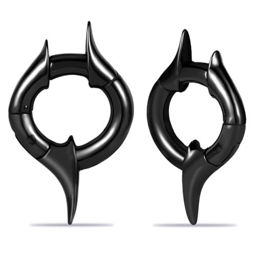 DOEARKO 2PCS Stainless Steel Rhombus Ear Weights Plugs Hangers For Stretched Ear lobes Ear Gauges Fashion Piercing Body Jewelry (Pointed Black, 5mm(4G))