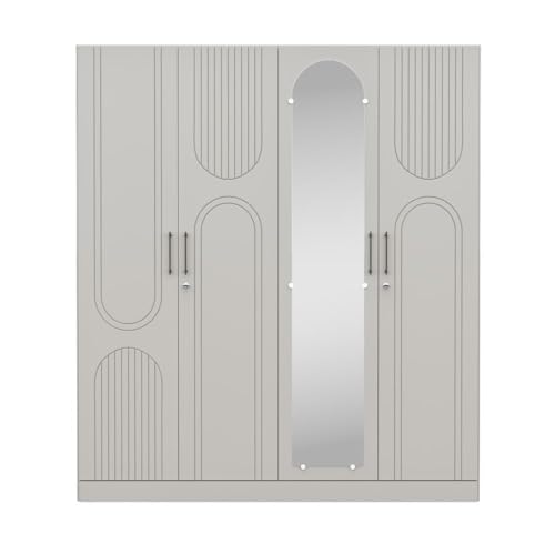 Image of Wakefit Wardrobe for Bedroom | 3 Yr Warranty | Cupboard for Bedroom, Almirah, Wooden Wardrobe, Comes with LED light, Storage Drawer, Mirror & Hanger, Density:680-750kg /m, Free Installation(Tyrian-LG)