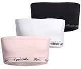 Reebok Girls' Training Bras - 3 Pack/6 Pack Soft Seamless Strapless Tube Bandeau Bra with Removable Pads (Sizes: S-XL), Size X-Large, Light Pink/White/Black-3PK