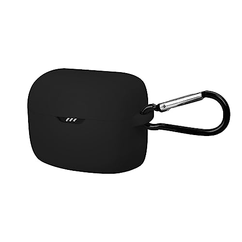 Geekria Silicone Case Cover Compatible with JBL TUNE BUDS True Wireless Earbuds, Protective Earphones Skin Cover with Keychain Hook, Charging Port Accessible, Front LED Visible (Black)