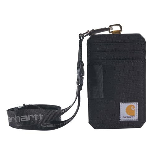 Carhartt Standard Ausweishalter aus Segeltuch, wasserabweisend, mit reflektierendem Schlüsselband, Nylon-Ente (Schwarz), Einheitsgröße