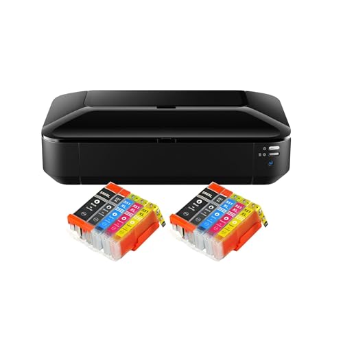 IC-Office iX6850 Farbtintenstrahl Drucker DIN A3+ (Bürodrucker, Fotodruck, Textdruck, 9.600 x 2.400 DPI, WiFi, WLAN, USB, Direktdruck, Print App) schwarz + 10 XL Tintenpatronen