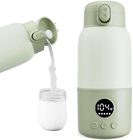 Portable Bottle Warmer for Travel, 2-Min Fast Heating Baby Bottle Warmer,12.8oz Formula Container to Go for Breastmilk, Formula Dispenser with Long-Lasting Keep Warm Function