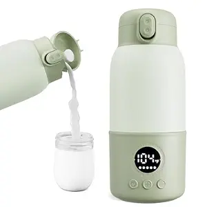 Portable Bottle Warmer for Travel, 2-Min Fast Heating Baby Bottle Warmer,12.8oz Formula Container to Go for Breastmilk, Formula Dispenser with Long-Lasting Keep Warm Function