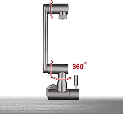 Kitchen Faucet Wall Mounted Foldable Type Pot Filler Kitchen Faucet Stainless Steel Brushed Faucet Kitchen Wall Mounted Cold Water Tap Kitchen Single Handle Kitchen Mixer,A,Single Mode (Color : B, S #TOP5