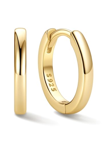 Image of ChicSilver 925 Sterling Silver Huggie Hoop Earrings Small Hoop Earrings for Women Hypoallergenic Silver Huggie Earring Cartilage Earrings for Women (6 /8 /10 /12 /14 /16 /18 /20MM)