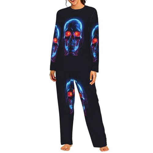 Pyjama femme Halloween à imprimé tête de mort pour des soirées frissonnantes et confortables