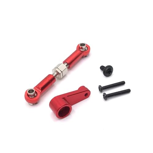 RC Car Accessories for Wltoys 144010 144001 144002 124017 124016 124018 124019 Metal Steering Gear Lever & Steering Gear Arm RC Car Modification Parts(Red)