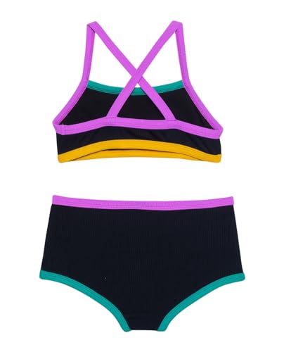 Image of Gottex Baby Girls Kids Toddler and Little Girls Prix Textured Black Two Piece Swimsuit Uv Sun Protection Bathing Suit for Girl