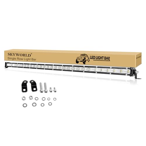 SKYWORLD 32 inch 150W Single Row LED Light Bar Low Profile Ultra Thin Slim Mini Spot Flood Combo Beam Off Road Driving Lights Led Fog Lights Boat Lighting ATV SUV UTV Truck