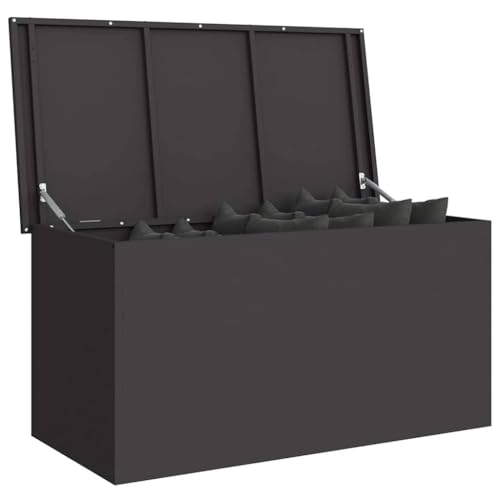 vidaXL Boîte de Rangement Extérieure Noir 100 x 50,5 x 50 cm Acier, Coffre de Rangement extérieur, Meuble de Jardin rectangulaire, résistant aux...