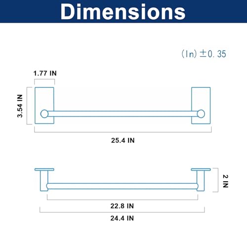 NearMoon Self Adhesive Bathroom Towel Bar- Stainless Steel Bath Wall Shelf Rack Hanging Towel Stick On Sticky Hanger Contemporary Style, NO Drilling (Brushed Nickel Finish, 24-Inch Towel Rack)