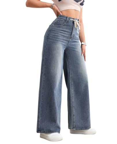 Baggy Jeans Women Men, High Waisted Wide Leg Sweatpant Jeans Elastic Waist Cute Pants Streetwear Clothes3