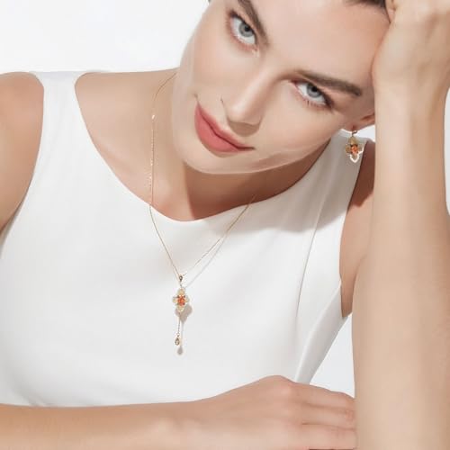 Cicy Bell Four Leaf Clover Pendant Necklace for Women Lucky 18k Gold Plated Cubic Zirconia Trendy Dainty Long Y Necklace Jewelry Gifts4