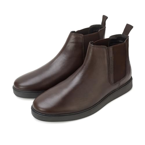 Image of Thomas Crick Men's Genuine Leather Chelsea Boots - Slip-On Dress with Elastic Gusset Ortho Footbed & Lightweight Anti-Slip Sole for Casual or Formal Wear