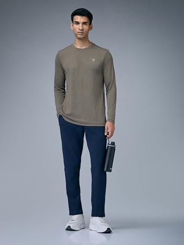 Image of TECHNOSPORT Men's Slim Fit Full Sleeve Round Neck T-Shirt, Double Cool Quick Dry Moisture Wicking Stretchable Sports Gym and Casual Wear