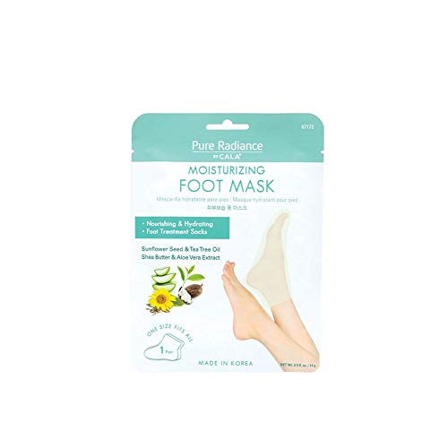 CALA Moisturizing Foot Mask Socks, Shea Butter + Sunflower Seed Oil, Tea Tree & Aloe Hydrating Booties with Urea + Hyaluronic Acid, 3 Pairs, 20-30 Min Treatment