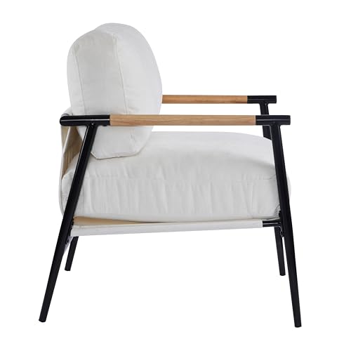 Christopher Knight Home Modern Fabric Accent Chair with Removable Cushions, Metal Frame Minimalist Living Room Armchair, Bedroom Comfy Reading Chair, Beige by Christopher Knight Home - Image 8