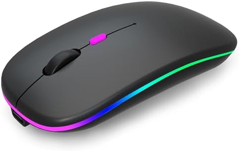 AIKOKOK Wireless Bluetooth Mouse, Rechargeable Dual Mode Mouse, Black