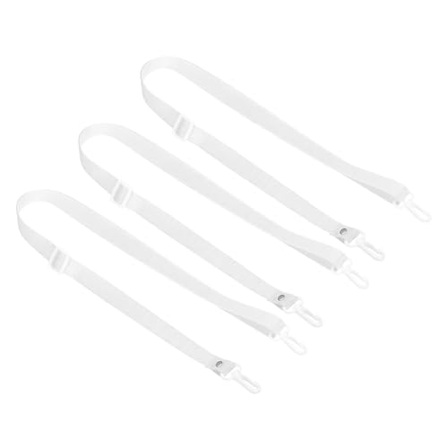 Image of PATIKIL 125cm x 2cm Replacement Shoulder Strap, 3 Pack Adjustable Swivel Clips Hook Buckle Slide Crossbody Bag Belt for Water Bottle Carrier Sling Bag, White
