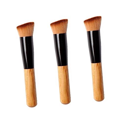 MUCKLILY 3Pcs Multi Function Cosmetic Brush for Women Blush Eyeshadow Loose Powder Applicators Durable Handle Soft for Makeup Application and Blending