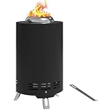 Outsunny ciotola per il fuoco Ø16x25cm in acciaio inox Pozzetto per il fuoco con attizzatoio Ciotole per il fuoco senza fumo Cesto per il fuoco per giardino, balcone, terrazza, barbecue all