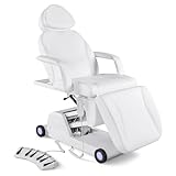 Artist hand 3 Motor Electrical Facial Bed for Esthetician 110V Removable Massage Table Led Light Beauty Bed Medical Aesthetic Tattoo Chair with Adjustments, Hand/Foot-Operated, White