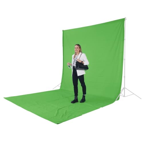 Hama Fotohintergrund Stoff, 2,95 x 6 m (Faltbarer Fotostudio-Hintergrund, 100% Baumwolle, Greenscreen, Background Fotoleinwand f&uuml;r Fotografie, Video und Fernsehen), gr&uuml;n