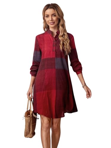 Leriya Fashion Western Dress || Rayon Colour Block Half Button Front Dress for Women || Long Cuff Sleeve & Stand Collared Neck Tunic Dress || Office || Summer Dresses for Women
