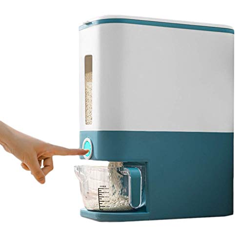 WWahuayuan 12KG Automatic Rice Storage Tank Airtight Food Storage Container Rice Bucket Rice Storage Box Food Grain Storage Container Household Rice Bucket with Lid and Measuring Cup (Blue)