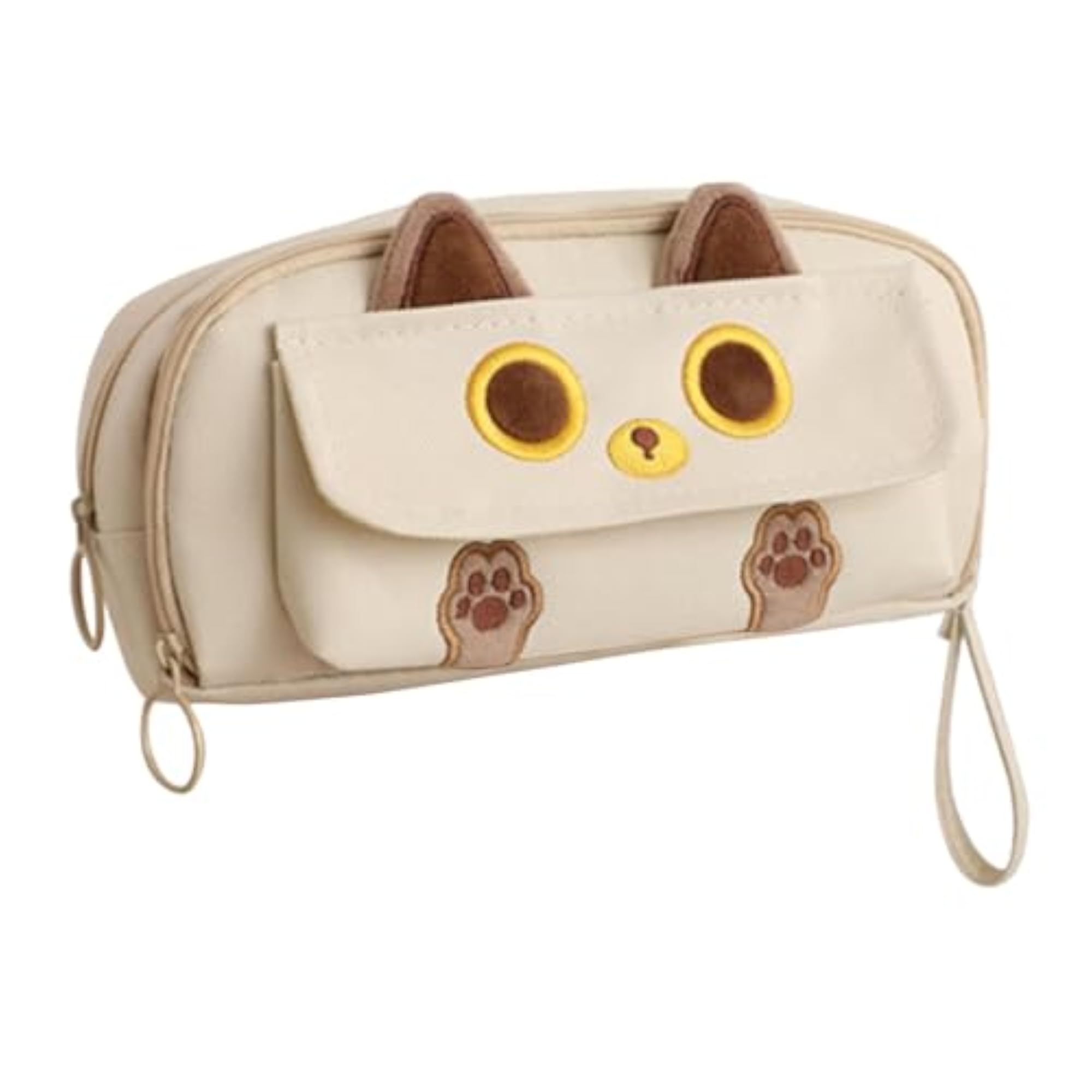 Cat Cosmetic Bag for Boys and Girls, Beige