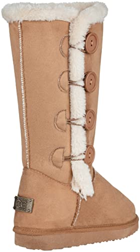 CLOVERLAY Women's Four Button Faux Fur Lined Shearling Mid Calf Winter Snow Boots3