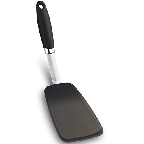Hygienic Solid Heat-Resistant Flexible Silicone Spatula, Black Non-stick Silicone Turner