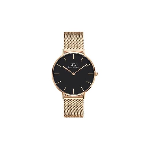 Daniel Wellington Petite melros, roséguld/roséguld klocka, 36 mm, mesh för män och kvinnor, svart, 36 mm, armband