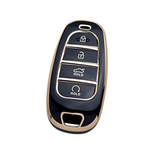 Coque pour clé Hyundai Tucson et Sonata en TPU noir et doré protectrice