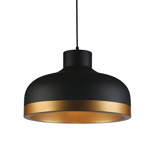 Lámpara colgante E27 de 30 cm GTV OS-GOLD1-11-DEC para techo en negro y dorado