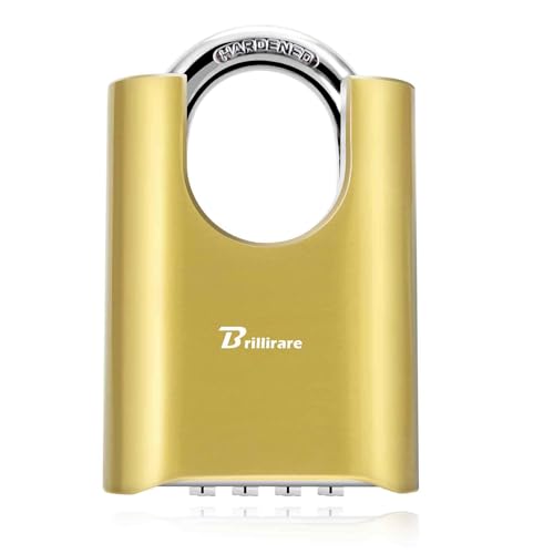 Outdoor Combination Lock, 4 Digit Heavy Duty Padlock Metal, Weatherproof Alloy Locks with Hardened Steel Shackle, High Security Large Padlocks for Sheds Fence, Gate Hasps, Storage Unit-Golden