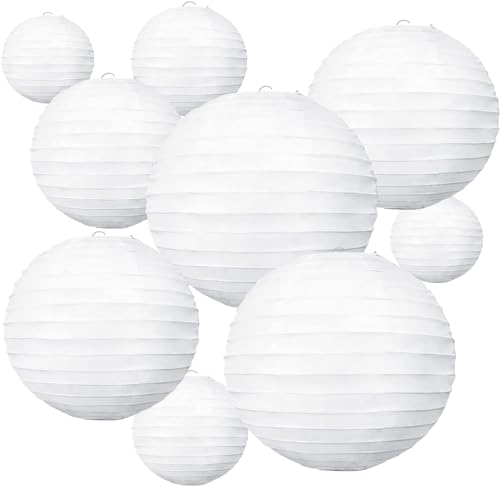 10Pcs White Paper Lanterns for Home Decor Restaurant Church Wedding Birthday Party Decorations Hanging Instructions Easy to Use.
