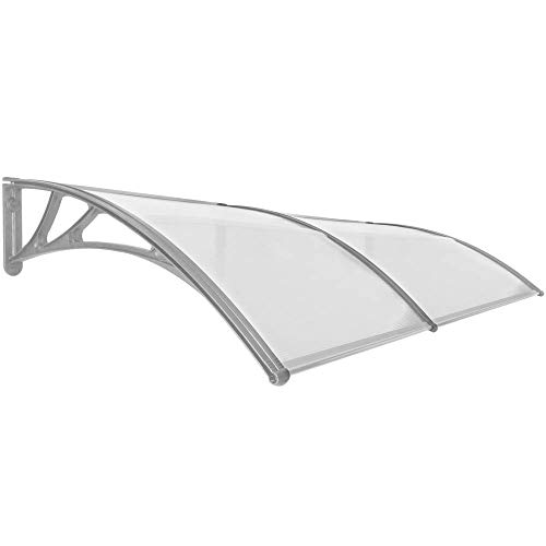 PrimeMatik - Tejadillo de protección 200x100cm Marquesina para Puertas y Ventanas Gris