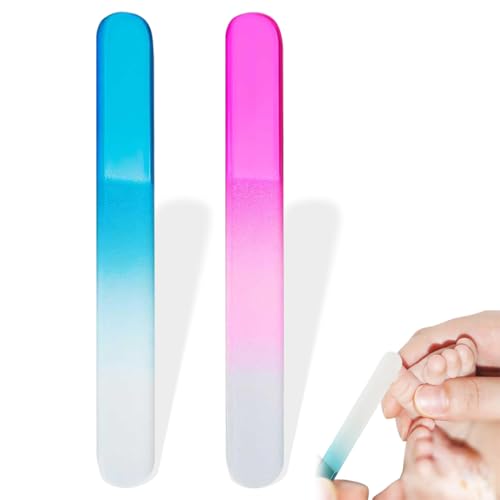 DULZEN Paquete de 2 limas de vidrio para uñas infantiles, de doble cara y grano fino, para el cuidado del bebé, tanto para niños como para mamás.