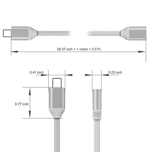 Ematetek Braided Extension Connector Cable Female To Male Pass Video Audio Music Photo Data And Charge. 1Pcs 3.3Feet Male To Female Extender Cord Made Of Sliver Aluminum & White Braided. #TOP3