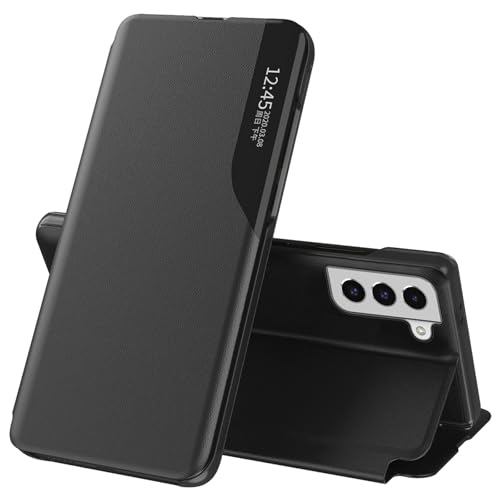 Image of Croazhi for Samsung Galaxy S22 Case S View, Clear View Flip Case Folio 360 Degree Protective Phone Case for Samsung S22, Kickstand Flip Cover for Samsung Galaxy S22 5G (Black)